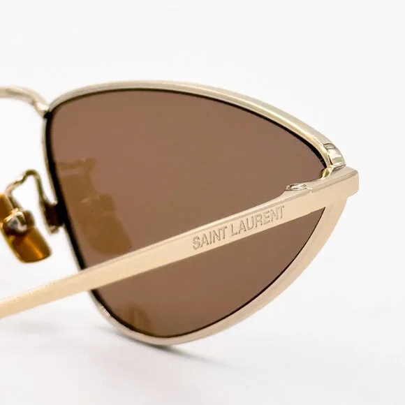 NEW SAINT LAURENT SL 487 003 WOMEN GOLD BROWN SUNGLASSES SAINT LAURENT SL487 003